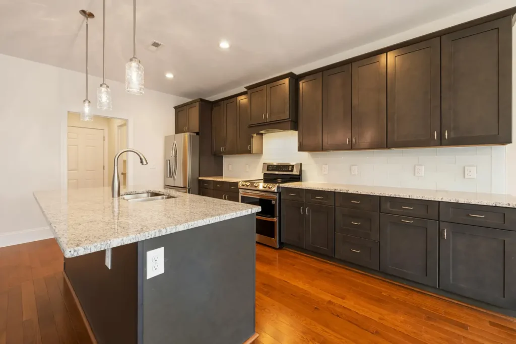 Dark Kitchen Colour With Brown Cabinets